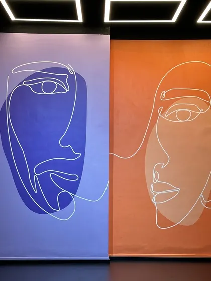 It's all in the details. These custom-designed abstract face panels can be moved around the studio to serve as unique backdrops, adding an artistic and modern touch to your photoshoots or video projects.