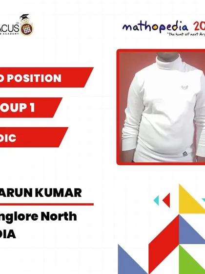 S Tarun Kumar from Bangalore North, a 2nd Position winner in the Vedic Maths category.