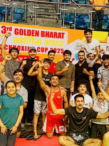 A moment of pure joy with the team after a successful run at the kickboxing cup. The energy and camaraderie here are what makes us strong.