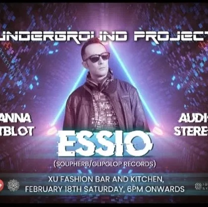 The poster for "Underground Project" at XU, where I shared the decks with Essio and other local talents.