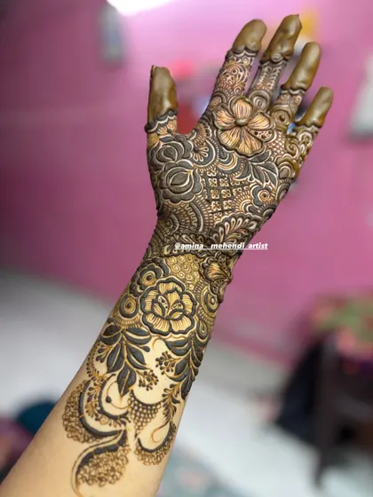 A side view of an arm piece, showing how the design wraps completely around for a seamless and stunning effect.