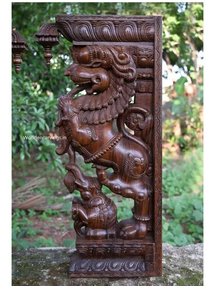 A side view of the 36-inch Yaali bracket, emphasizing its three-dimensional form and the powerful stance of the mythical creature.