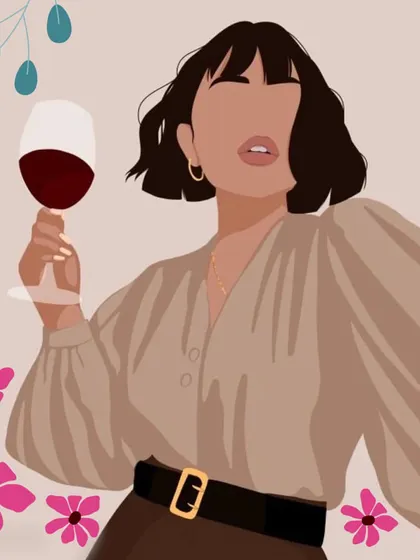 The inspiration for my "Wine and Paint" workshop. This faceless portrait is modern and stylish, and we have a great time personalizing it during the event.