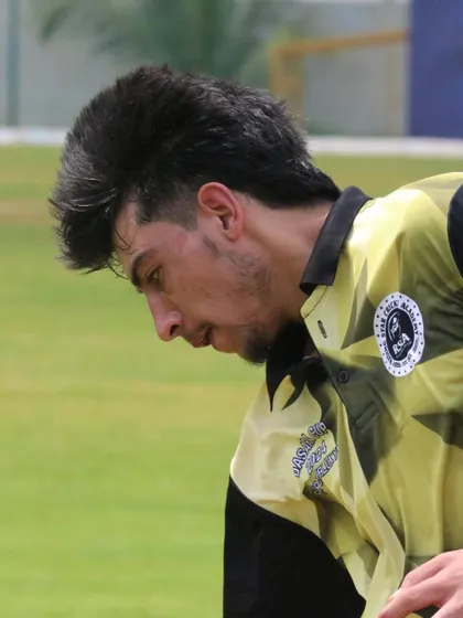A player shows intense focus while on the field during a Dasara Cup match.