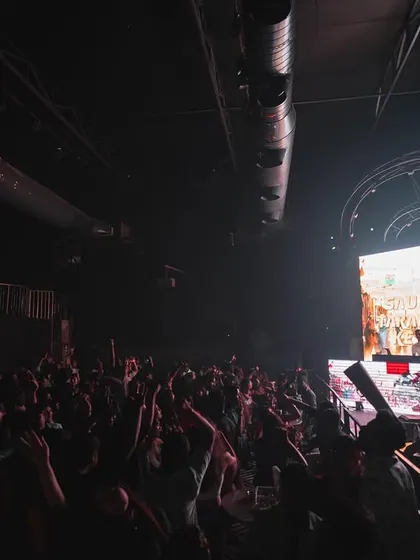 My audio-visual show in full effect at Elrow, Pune. The visuals on the screen are from the movie 'Jawan', perfectly synced to a high-energy track.