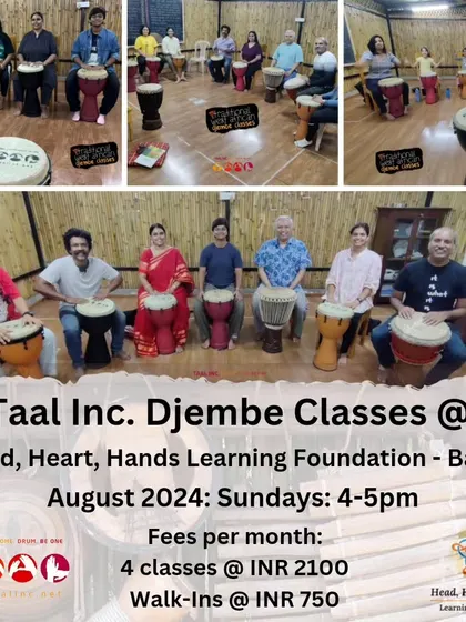 Our new Djembe classes in Baner are for everyone, from absolute beginners to those with some experience. We offer monthly packages and walk-in options to fit your schedule.