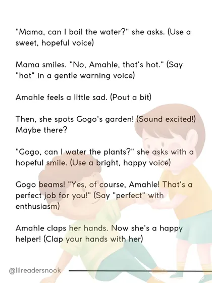 This is the second part of the "Amahle Wants to Help" story. It shows how Amahle finds a perfect job for herself, teaching initiative and the joy of helping.