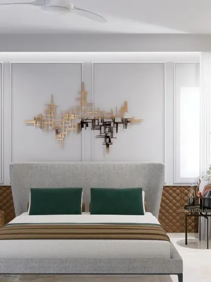 A master bedroom should be a retreat. Here, we blended textures like the geometric wood paneling and quilted headboard to create a sense of subtle luxury. The design is intentionally calm and uncluttered, proving that you don't need to be flashy to create a space that feels both sophisticated and deeply relaxing.