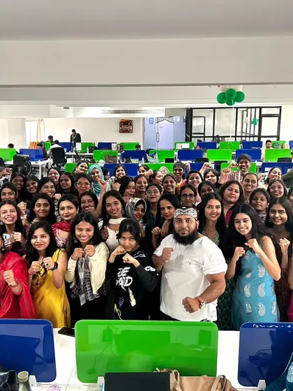 This is the result of a successful corporate self-defense workshop. You can see the confidence and team spirit. My goal is to empower every member of your team, creating a safer and more cohesive work environment.