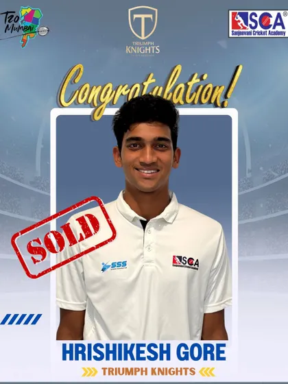 Our batting sensation Hrishikesh Gore joins the Triumph Knights. His all-round abilities are set to make a significant impact on the big stage in Mumbai cricket.