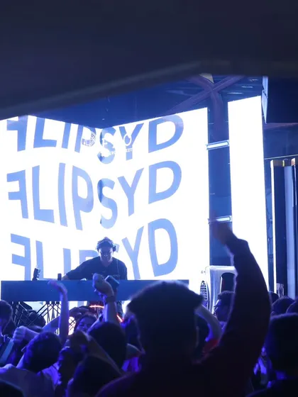 Another angle from Flo, showing the packed dancefloor and the impressive visual setup.