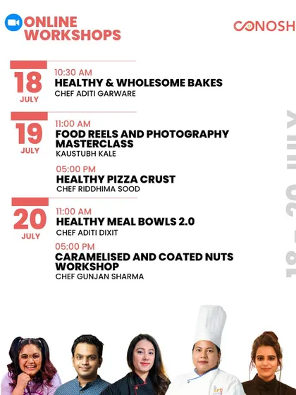 Another look at a July schedule, featuring healthy bakes, a food photography masterclass, and healthy meal bowls. I cover skills that go beyond the oven.