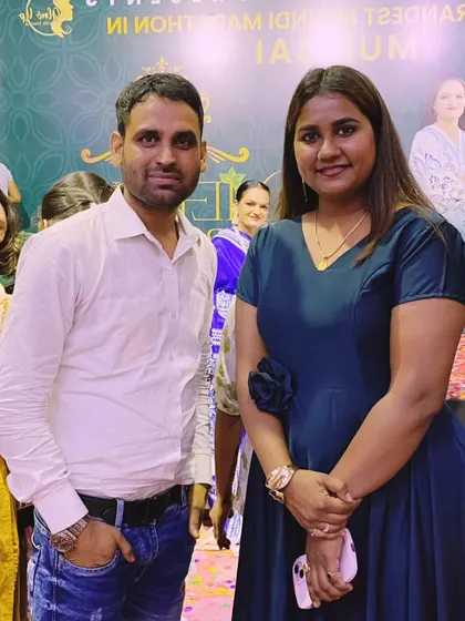 With Manisha, the organizer of the Glow & Up event. It was a fantastic competition and a great platform for artists.