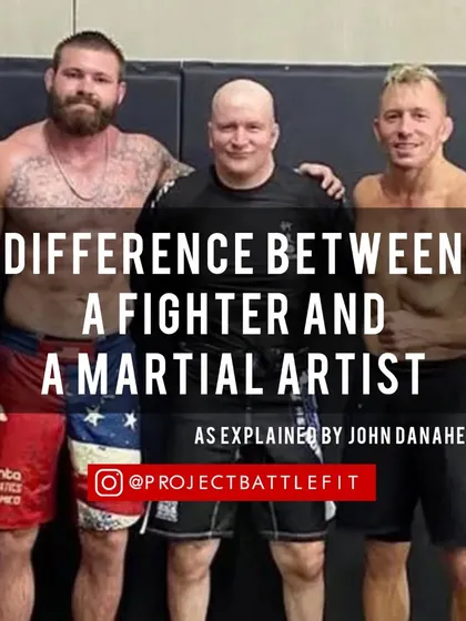 The difference between a fighter and a martial artist, as explained by John Danaher. A fighter trains for a prize, a martial artist trains because it's an end in itself.