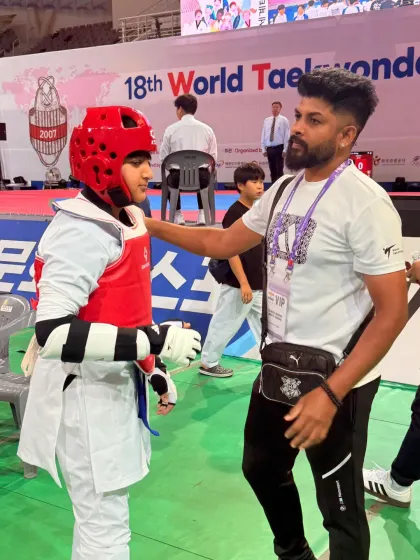 A moment of focus and communication with my student, ready for the challenge ahead.