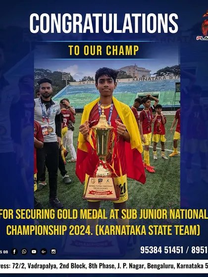 This is what glory looks like. We are incredibly proud of our player for securing a gold medal at the Sub-Junior National Championship with the Karnataka State Team. This is the result of years of discipline and hard work, proving our pathway to pro-level success is real.