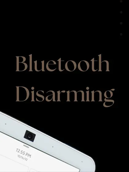 This graphic illustrates the "Bluetooth Disarming" feature of the IQ Hub. Your system can automatically disarm when it detects your authorized smartphone nearby, offering a seamless and secure hands-free experience.