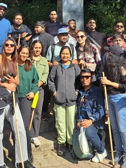 Our Diwali batch at the start of the Tungnath trek. Celebrating festivals in the mountains with new friends is a unique experience.