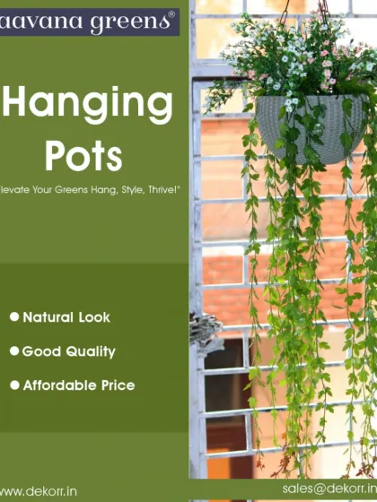 Elevate your greens with our hanging pots. These are perfect for adding vertical interest to a balcony or window, filled with trailing plants that look natural and beautiful.