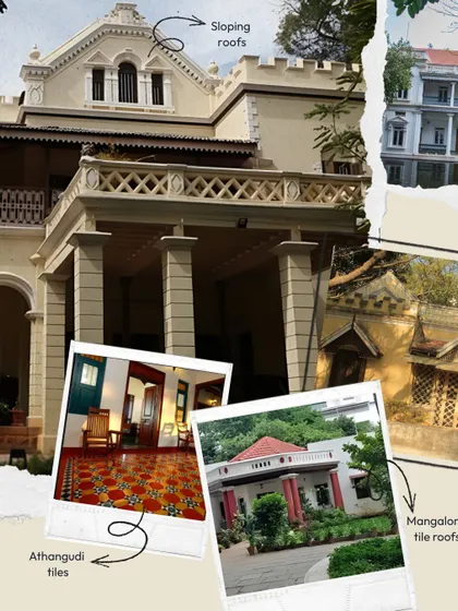 These forgotten homes of Bengaluru were built with shade, breeze, and soul. I've collaged details like sloping Mangalore tile roofs and patterned Athangudi floors to show how colonial and traditional styles merged to create something truly unique and beautiful.