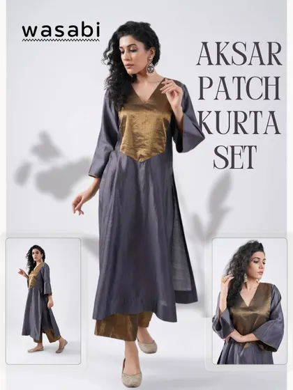 Effortlessly elegant, even in the heat. The Aksar Patch Kurta Set in breathable summer silk brings together structure and ease. The metallic patch adds a touch of polish, making it perfect for weddings and formal functions.