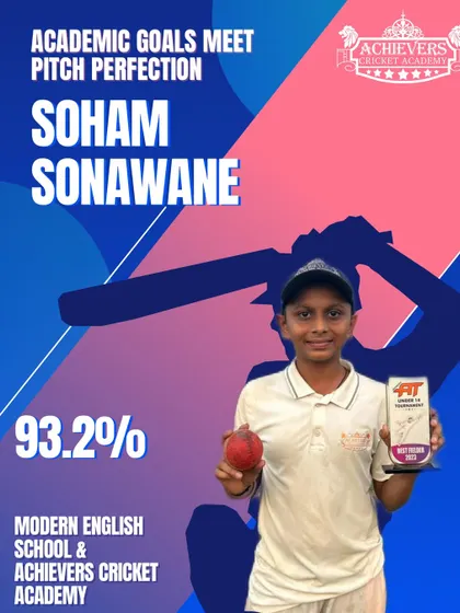 Soham Sonawane, a star on the field and in the classroom, scoring a fantastic 93.2%.