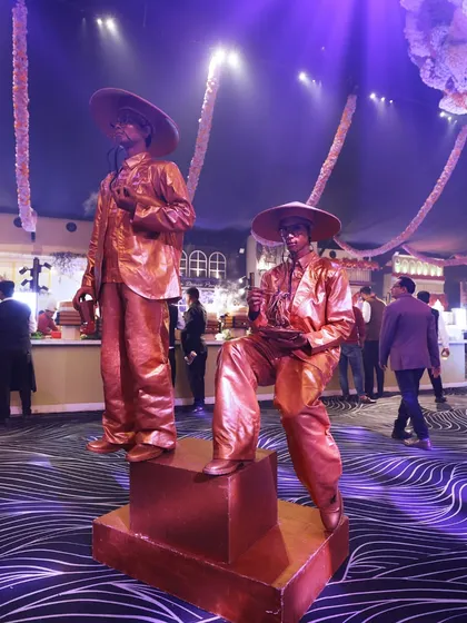 Theatrical elements, like these living statues, add a unique touch to any event. We work alongside event planners to ensure our service complements every artistic detail, contributing to a cohesive and memorable theme.