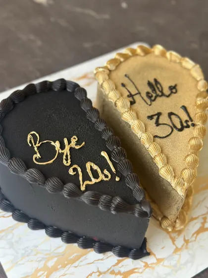 One side says goodbye to the 20s, the other says hello to the 30s. This clever half-and-half cake is perfect for celebrating the milestone, sliced between chaos and clarity.