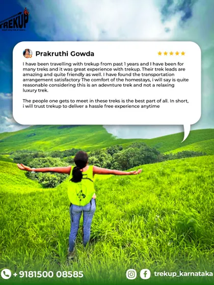 Prakruthi, who has been traveling with me for a year, shares her trust in us for a hassle-free experience and highlights the great people she meets on the treks.