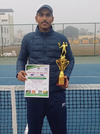 Showcasing success on the international stage. My player Navya Yadav holds his trophy after winning the Boys Under-16 Doubles title at the Asian U-16 Tournament in Jind.