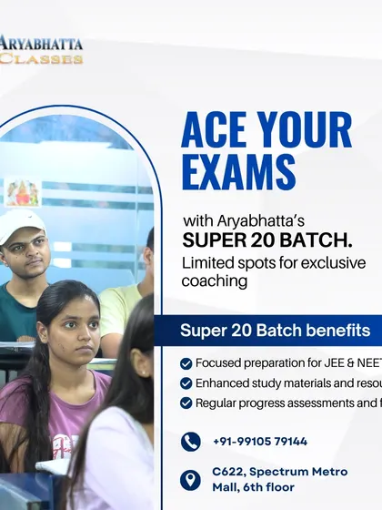 Ace your exams with the Super 20 Batch. This program offers focused JEE & NEET preparation, enhanced study materials, and regular progress assessments to keep you on track.