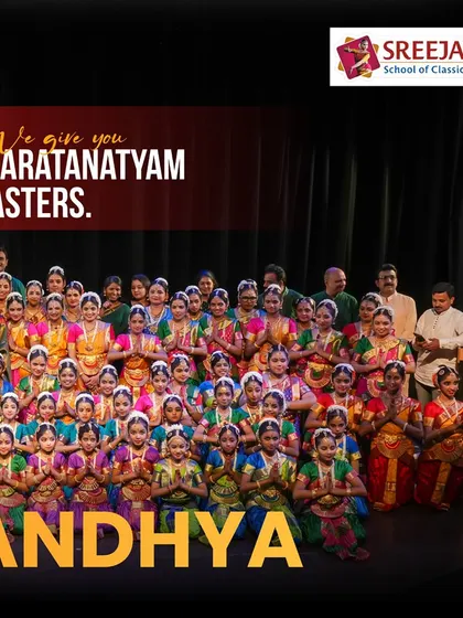 The culmination of years of hard work. The entire group of performers at Nrithya Sandhya, a moment of immense pride for me as their Guru.