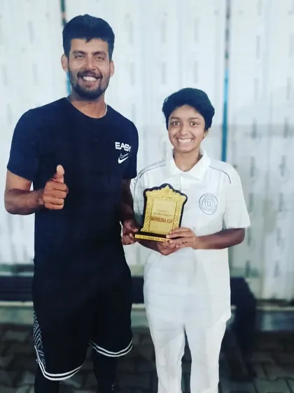 We are incredibly proud of Clarissa, one of our hardest-working cricketers, on her selection for the U15 state-level selection matches. Here she is with her coach and an award.