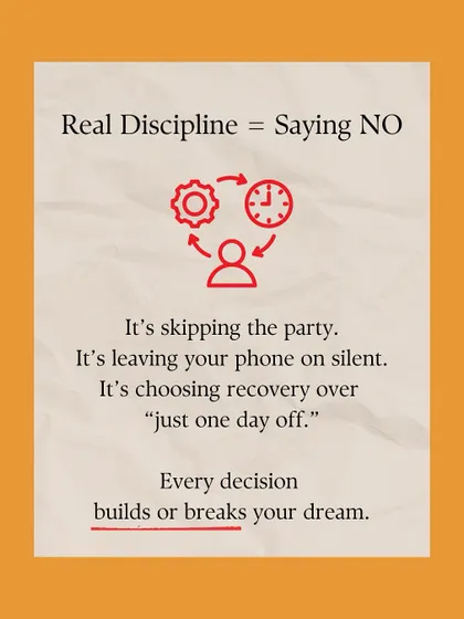 Real discipline is built off the court. It's about making the small, hard choices like choosing recovery over a party. Every decision contributes to your dream.