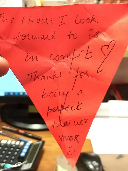 "The 1 hour I look forward to is in corefit." We are so grateful for heartfelt notes like this. It inspires us to be the best trainers we can be.