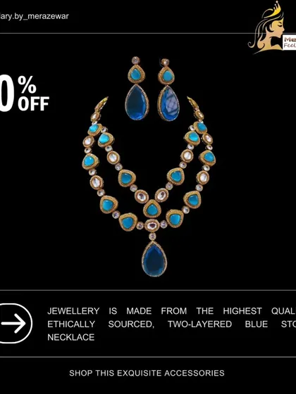 This two-layered necklace is made with high-quality blue stones, creating a look of deep elegance. It's a perfect accessory for evening wear.