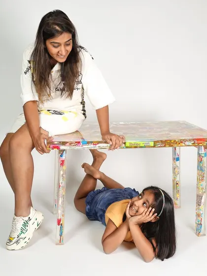 What started as a game of "I Spy" with my daughter turned into a series of art pieces. Here we are with a table that captures her world, preserving the magic of childhood in every layer.