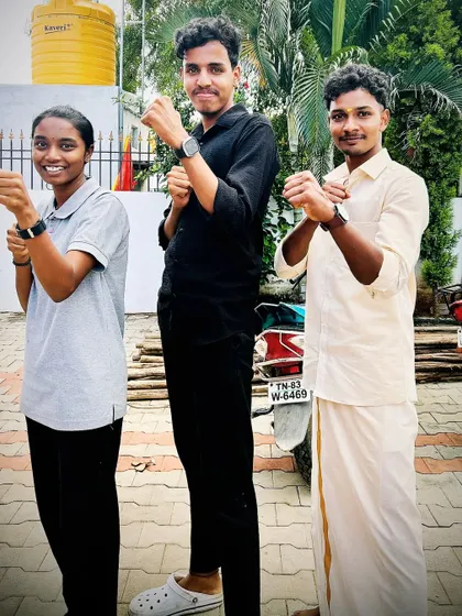 Three international karate champions together. We train hard and celebrate our victories as a family.