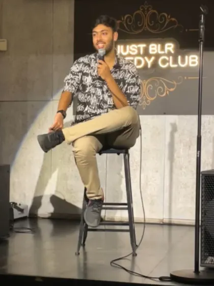 A quiet moment on stage at the Just BLR Comedy Club. Whether it's a huge auditorium or an intimate club, I do this for the sheer love of performing and connecting with an audience.