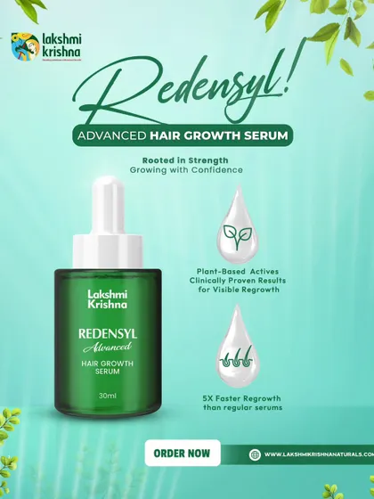 Our Redensyl Advanced Hair Growth Serum is rooted in strength for confident growth. This visual explains how our plant-based actives are clinically proven for visible regrowth, working up to 5 times faster than regular serums.
