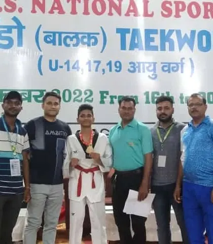 Group photo with officials after my student's victory at the K.V.S National Games.