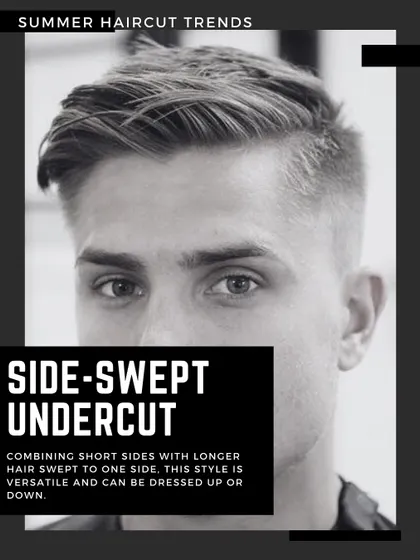 The Side-Swept Undercut combines the best of both worlds. With short sides and longer hair swept to one side, this style is versatile enough to be dressed up or down for any occasion.