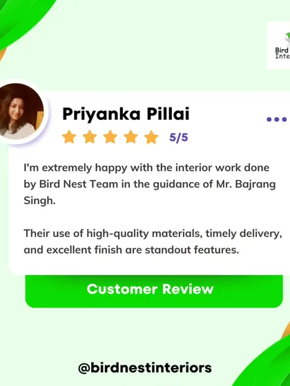 A 5-star review from a happy client, praising our use of high-quality materials, timely delivery, and excellent finish. It's a testament to the dedication of our team.