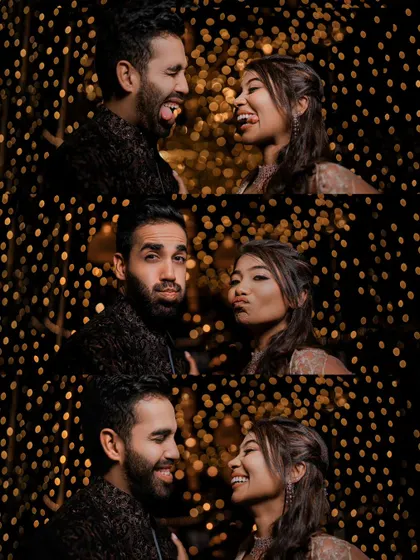 More goofy and adorable moments from the couple's Sangeet photoshoot.