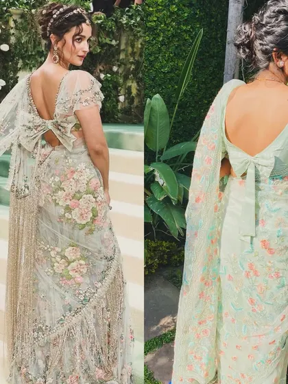 I was so excited to see a similar floral saree and hairstyle at the Cannes Film Festival after I had worn this look. It shows that we can anticipate high fashion trends and create them for ourselves.