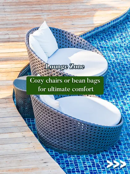 Creating a lounge zone is essential for poolside comfort. I can help you choose cozy chairs or bean bags, like these stylish wicker loungers, to create the ultimate relaxation spot.