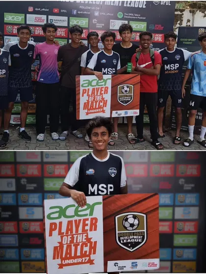 A collage celebrating a 2-1 win for our U17s.