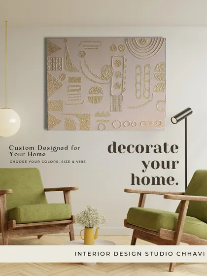 A custom-designed texture artwork shown in a modern living space. You can choose your own colors, size, and vibe to match your home.