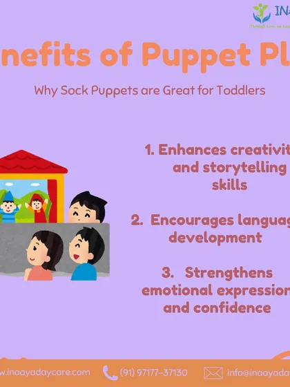 Puppet play is more than just fun. It enhances creativity, encourages language development, and strengthens emotional expression and confidence as children bring their characters to life.