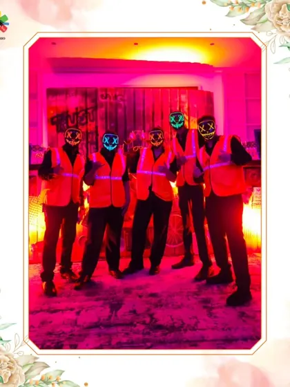 Our bartenders in futuristic neon masks, adding a unique and memorable element to a themed party.